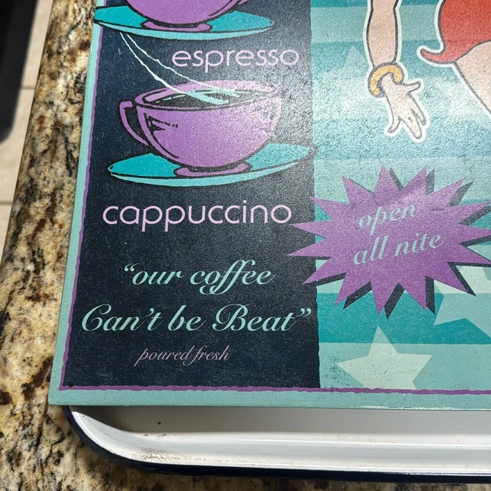 Betty Boop Metal Cafe Wall Art - Purple & Teal